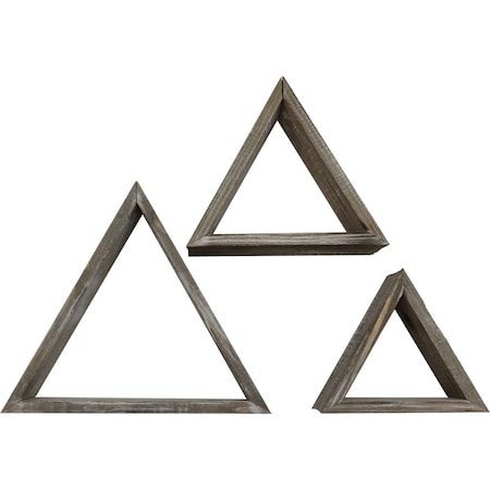 Ekena Millwork Triangle, Open Back, Vintage Farmhouse Shadow Box Shelves, Barnwood Decor Collection, PK3 DECR15SBTROBPG